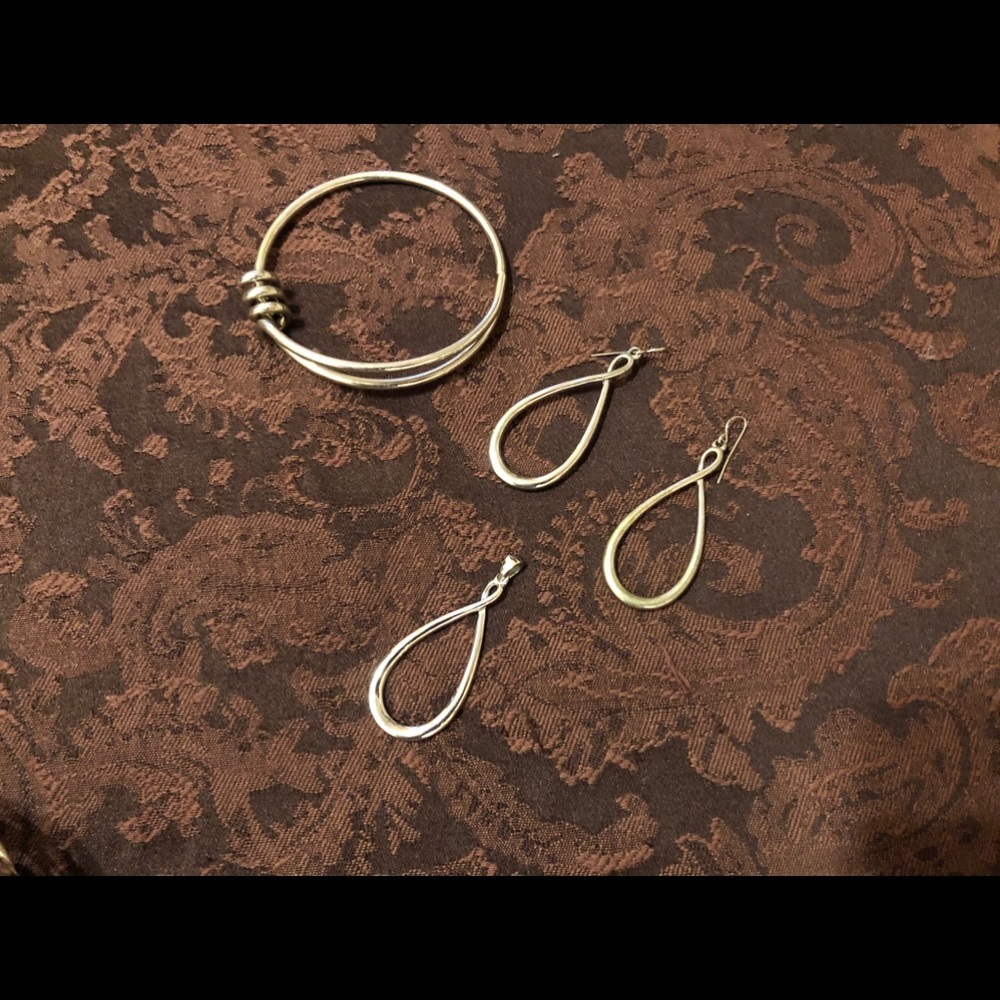 Silver Earrings, Pendant, Bracelet